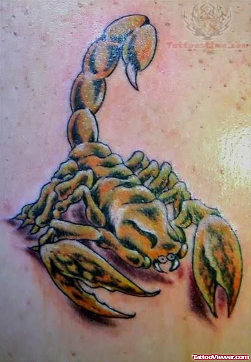Yellow Ink Scorpion Tattoo
