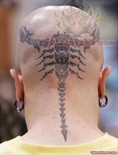 Scorpion Tattoo On Back Head