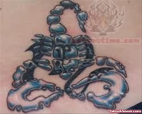 Blue Ink Scorpion Tattoo