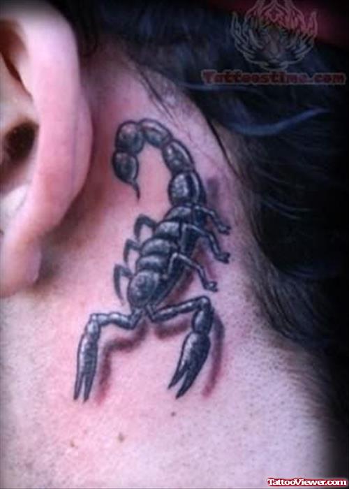 Scorpio Tattoo on Back of Ear