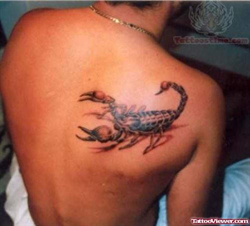 Scorpion Tattoo on Back Shoulder