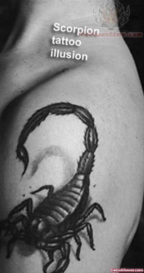 Scorpion Black ink Tattoo For Shoulder