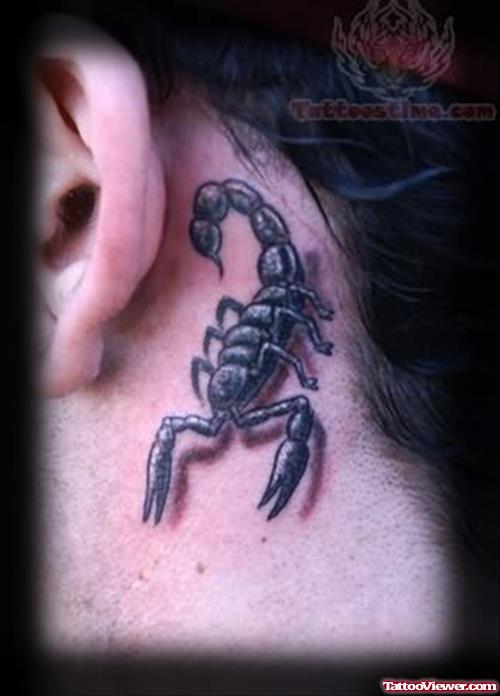 Scorpion Tattoo Behind Ear