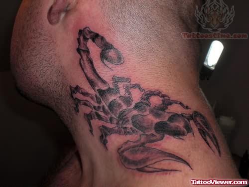 Big Scorpion Tattoo On Neck