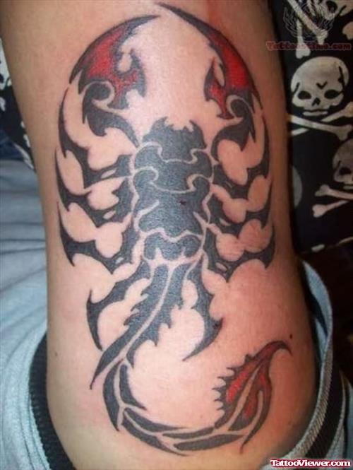 Black And Red Scorpion Tattoo
