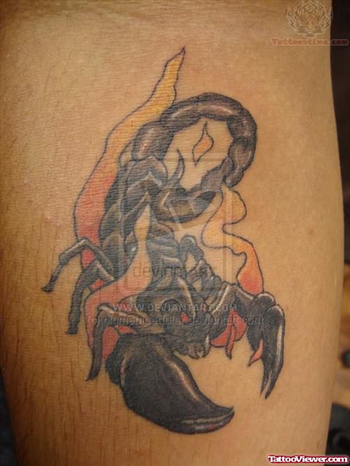 Black Ink Scorpio Tattoo