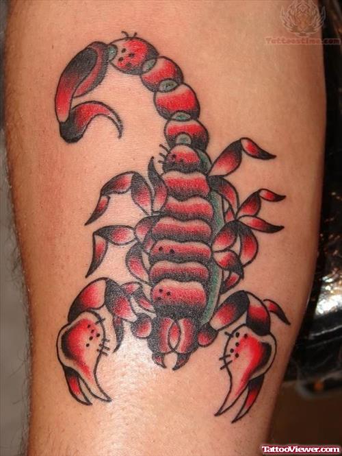 Traditional Red Scorpion Tattoo