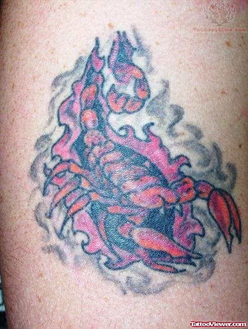 Red Scorpion Flaming Tattoo