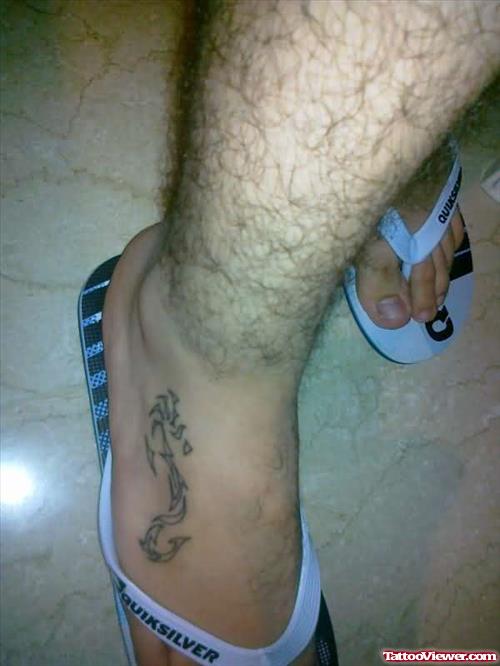 Tribal Foot Seahorse Tattoo
