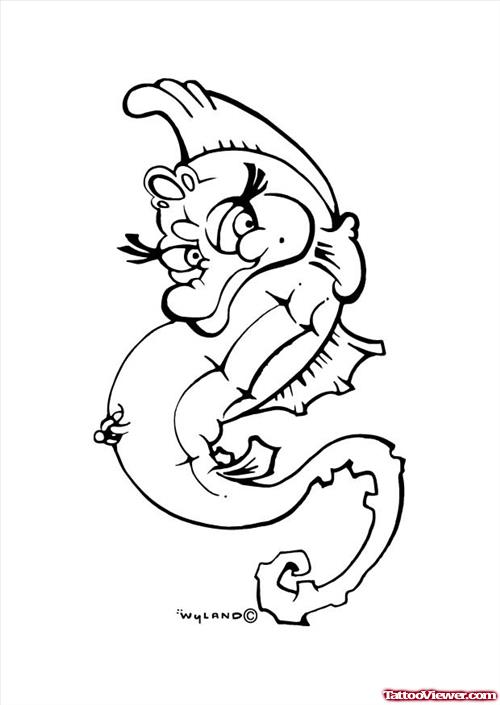 Sea Horse Cartoon Tattoo