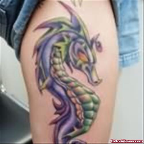 Purple Ink SeaHorse Tattoo