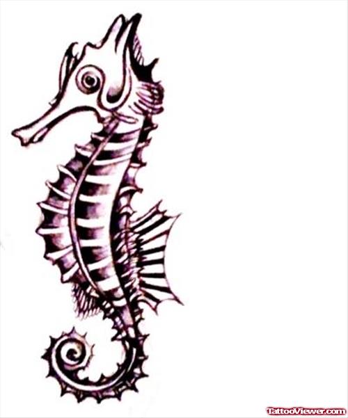 Skull Sea Horse Tattoo Sample