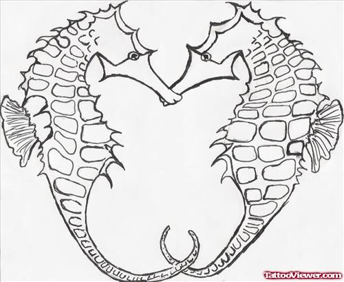 Seahorse Love Tattoo Design