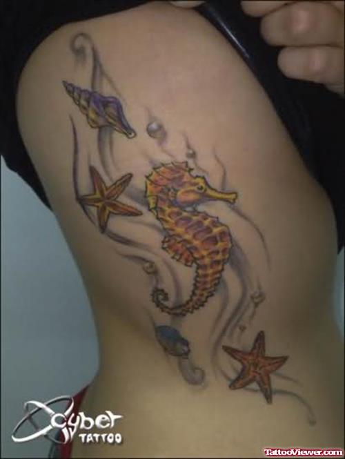 Seahorse Tattoo On Side Rib