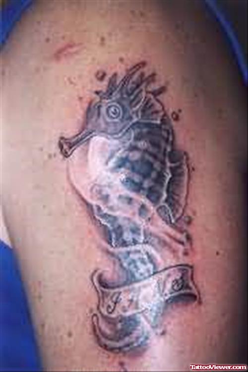 Seahorse Tattoo On Bicep For Men