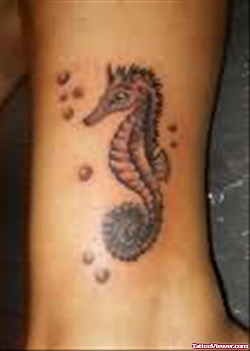 Seahorse Latest Tattoo On Leg