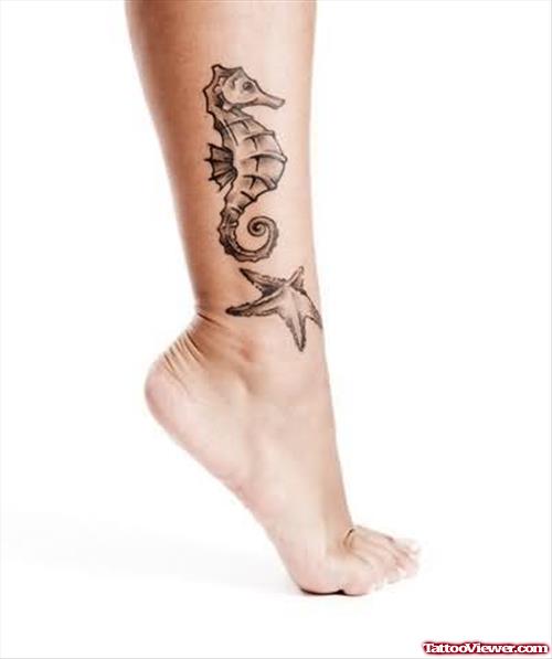 Sea horse Tattoo On Leg