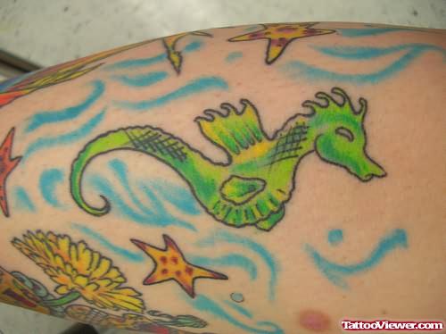 Sea Horse Tattoo On Body