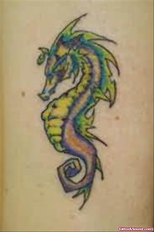 Colourful Seahorse Tattoo Design