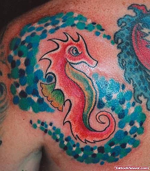 Blue Water and Seahorse Tattoo