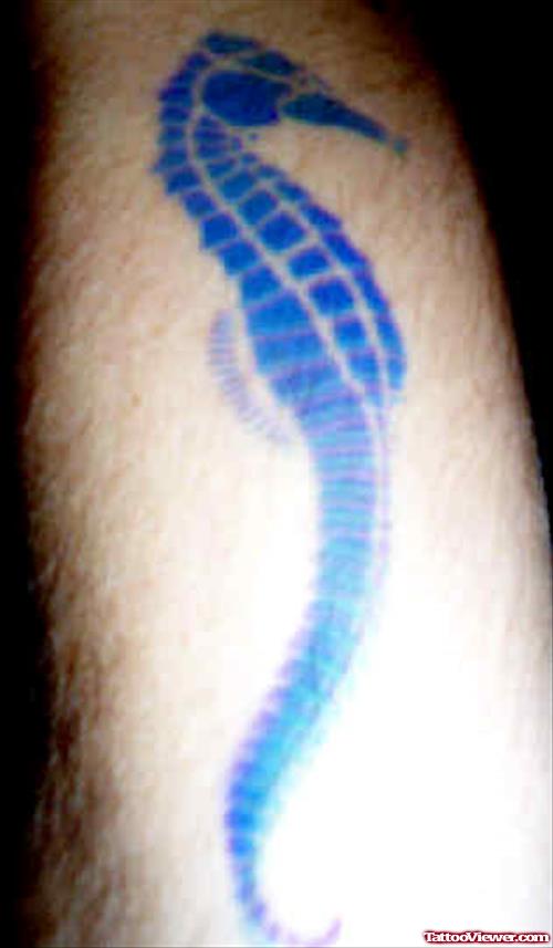 Blue Tribal Sea Horse Tattoo