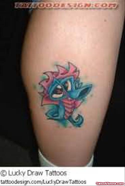 Blue Seahorse Tattoo
