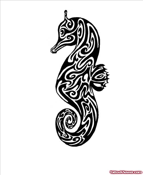 Tribal New Design For Seahorse Tattoo