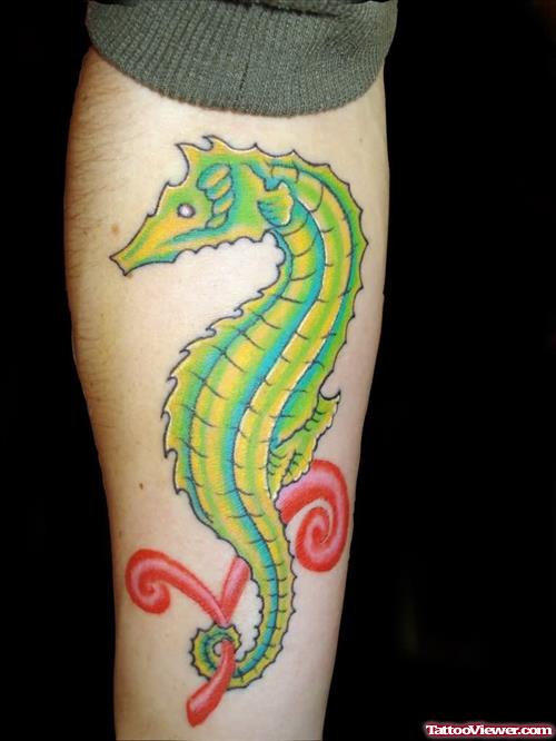 Seahorse Green Tattoo Style
