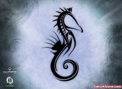Seahorse Black Ink Tattoo