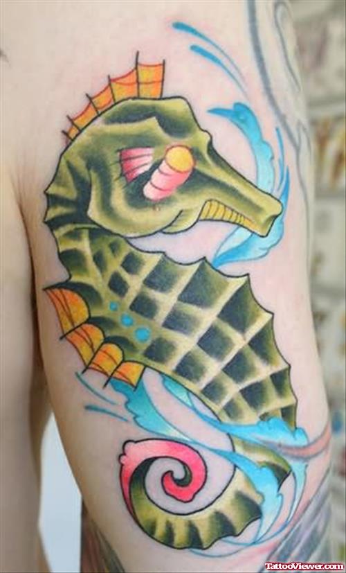 Green Seahorse Tattoo