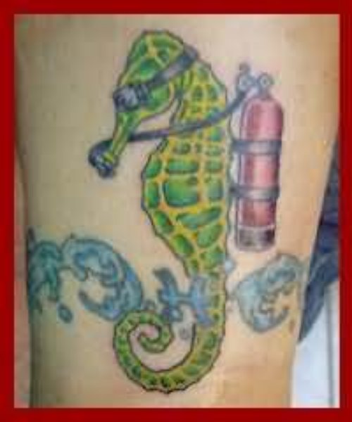 Colour Ink Seahorse Tattoos