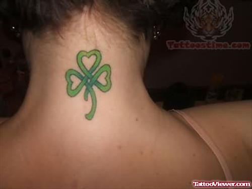 Celtic Shamrock Tattoo On Back Neck