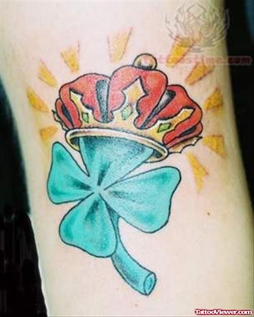 Crown Four Leaf Clover Tattoo