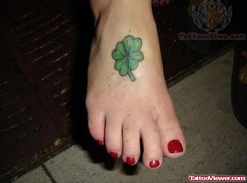Four Leaf Clover Tattoo On Foot