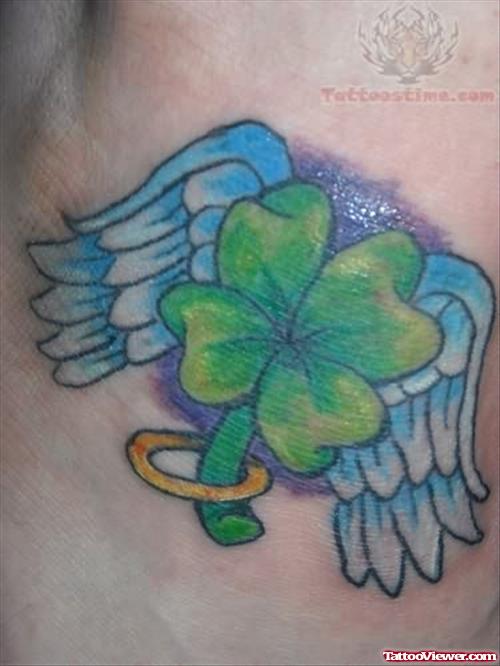 Clover Angel Wing Tattoo