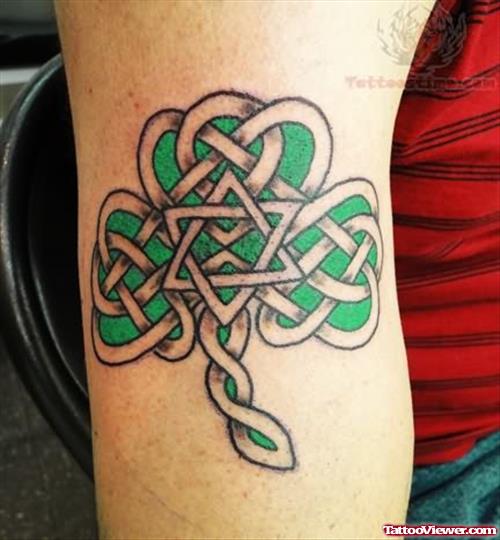Celtic Shamrock Tattoo On Bicep