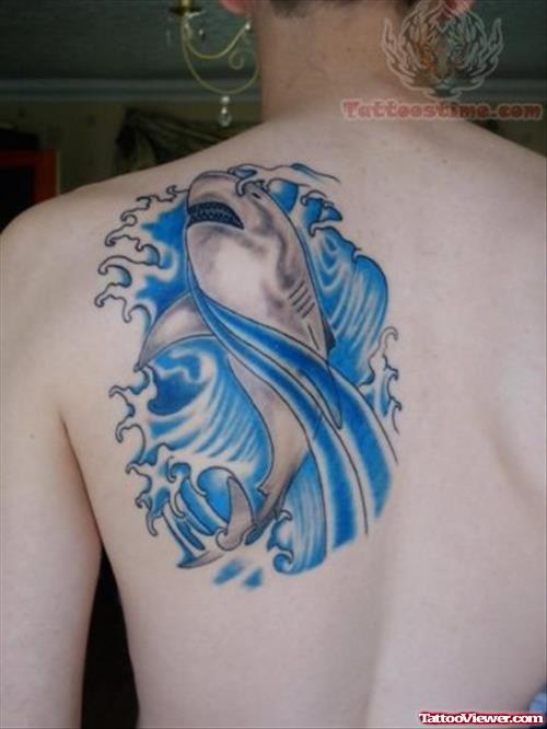 Ocean Shark Tattoo On Back