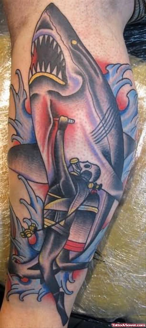 Shark coloured Tattoo For Arm