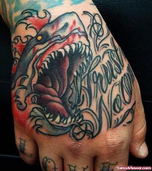 Dangerous Shark Tattoo On Hand