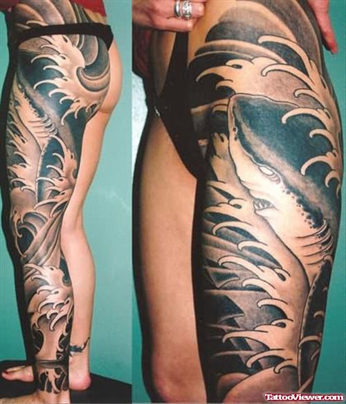 Shark Tattoo On Side Rib
