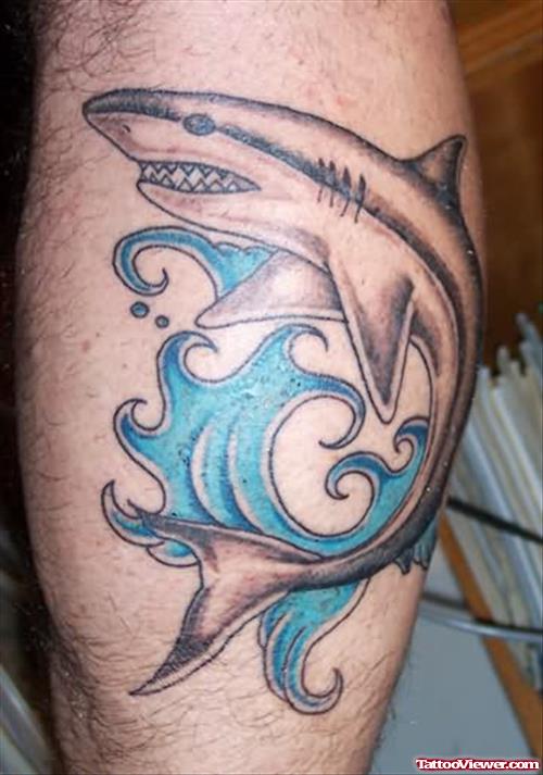 Shark Tattoo Design On Leg