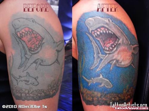 Latest Shark Tattoo On Sleeve