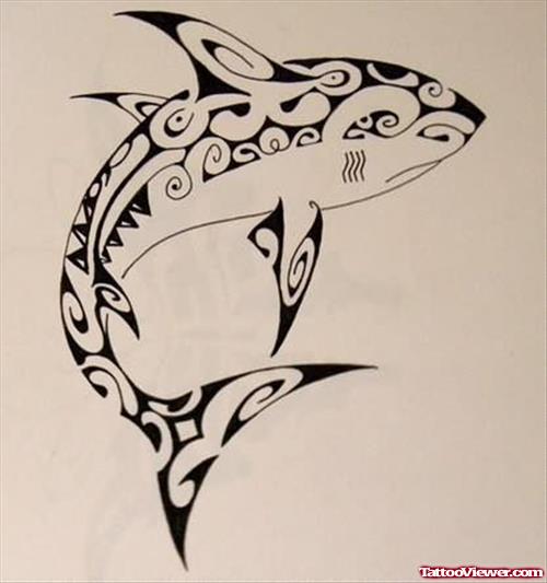 Tribal Shark Tattoo Sketch