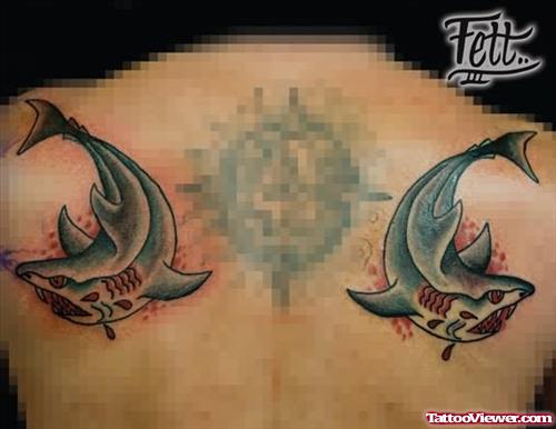 Shark Tattoo On Back Body