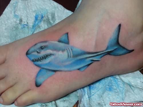 Shark Realism Tattoo On Foot