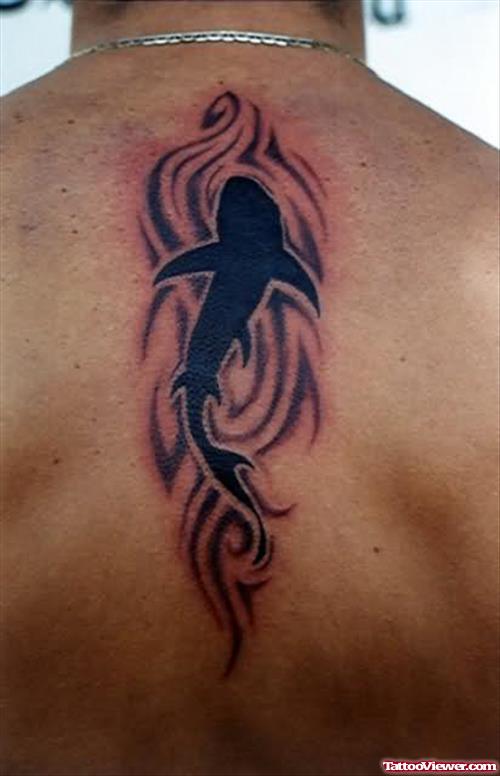 Tribal Shark Tattoo Design On Back