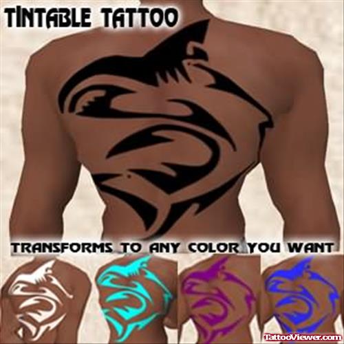 Transform Coloured Shark Fish Tattoo