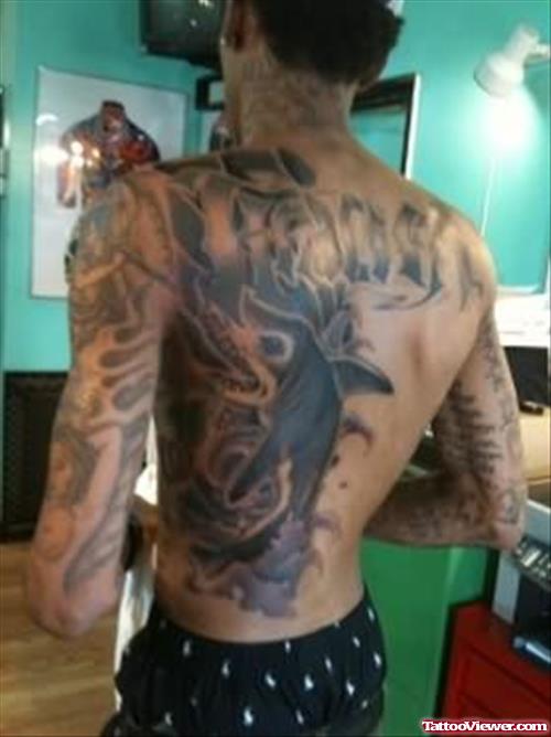 Shark Big Tattoo On Back