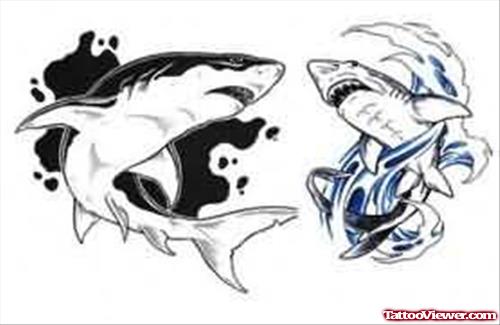 Shark Pair Tattoo Design