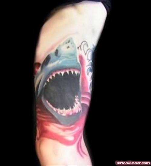 Shark Jaw Tattoo On Half Sleeve